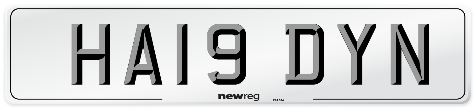 HA19 DYN Number Plate from New Reg